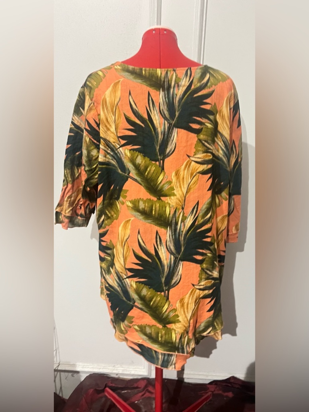 Soft Surroundings Siesta Key Tunic Top Tropical Rouille Palms sz 2X - Picture 7 of 13